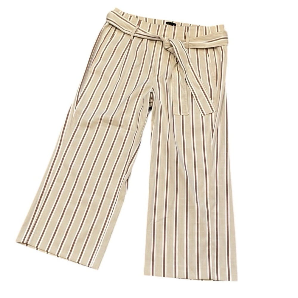 Ann Taylor Striped Tie High Waist‎ Wide Leg Cropped Pants